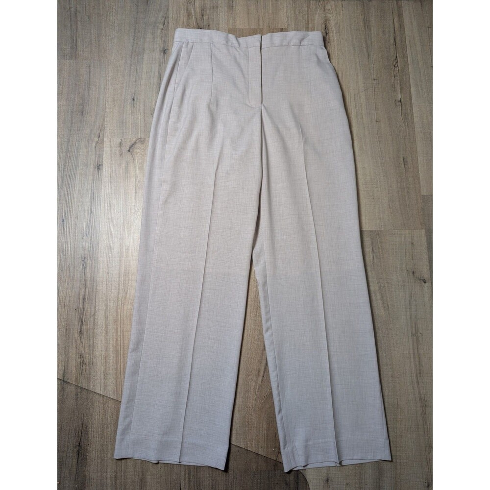 Tory Burch Size 14 Trouser Pants Wide Leg High Waist Taupe Suiting Melange - Picture 2 of 8